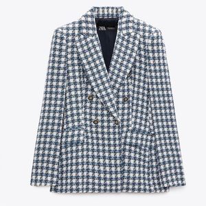 Zara - Textured Houndstooth Blazer